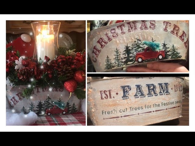 ~DOLLAR TREE CHRISTMAS DIY- Centerpiece - Farmhouse Christmas Decor ~