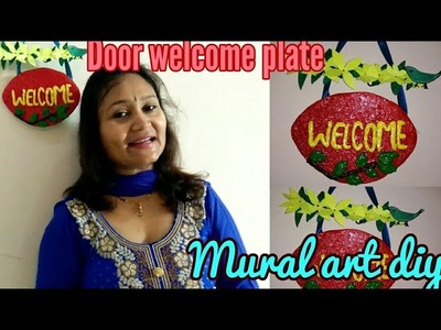 Door welcome board.plate,wall mural,mural welcome board,anvesha,s creativity