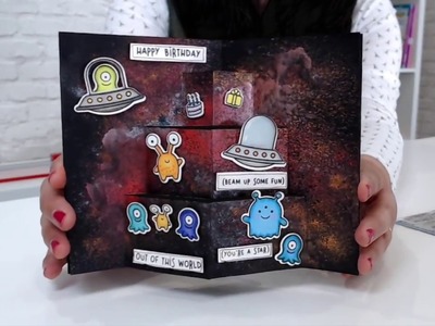 Easy Pop Up Card Tutorial with Galaxy Background