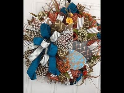 Fall Deco Mesh Wreath with Florals