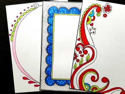 Floral | Border designs on paper | border designs | project work designs | borders for projects