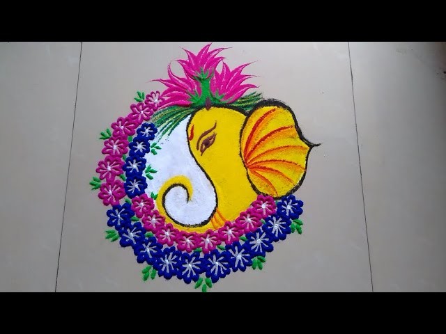 GANESHJI ki attractive rangoli design made by Jyoti Raut Rangoli