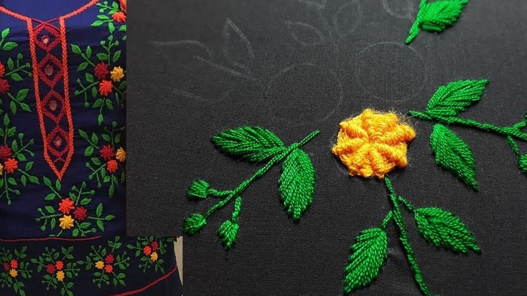 Hand Embroidery Beautiful dress design | Flower design for beautiful dress