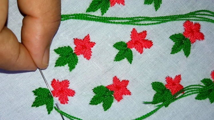 Hand Embroidery : satin stitch | all over design.