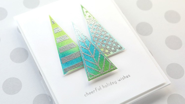 Holiday Card Series 2018 - Day 11 - Watercolored & Metallic Embossed Trees