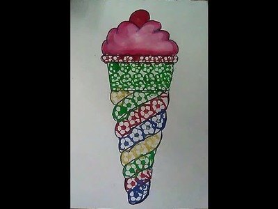 How to draw ice cream by ladyfinger ( bhindi ) painting