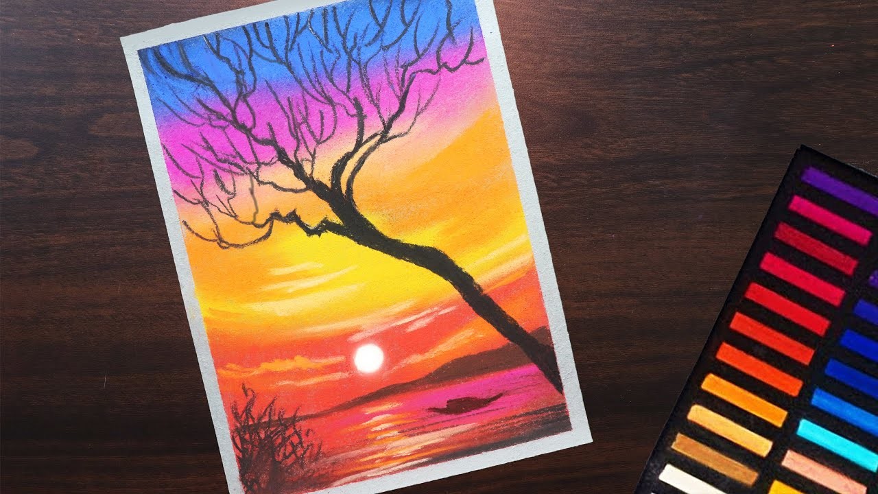 How To Draw Sunset Scenery For Beginners With Soft Pastel Step By Step French landscape original soft pastel rural church artwork drawing on paper, 12.5 by 9.5, by artits alexandra jagoda. mycrafts com