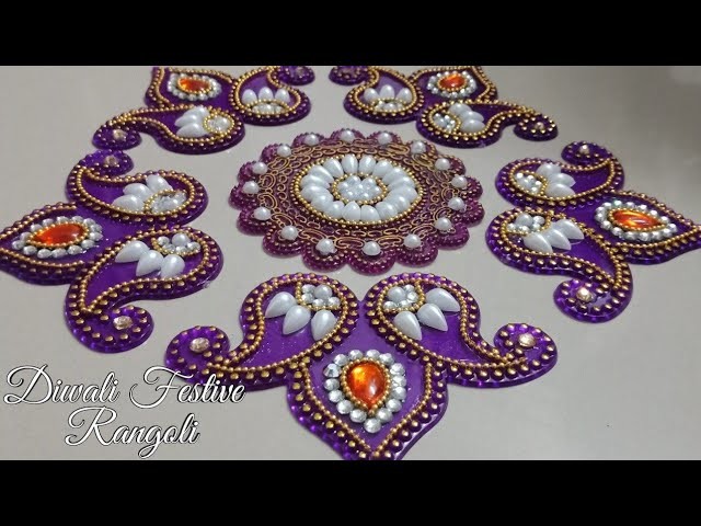 How to make Kundan Rangoli l Acrylic rangoli l Rearrangeable Rangoli for Diwali Decor