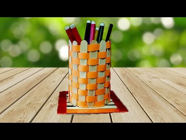 How to Make Pen Stand | DIY Pencil Holder with Ice cream sticks
