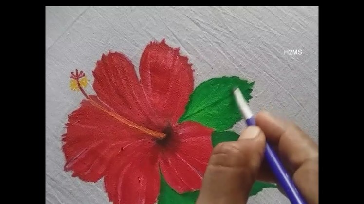 How to make simple hibiscus flower fabric painting, very easy DIY, fabric painting tutorial,hibiscus