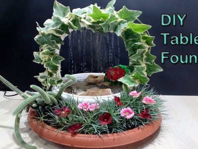 How to make tabletop Waterfall Fountain with mini garden