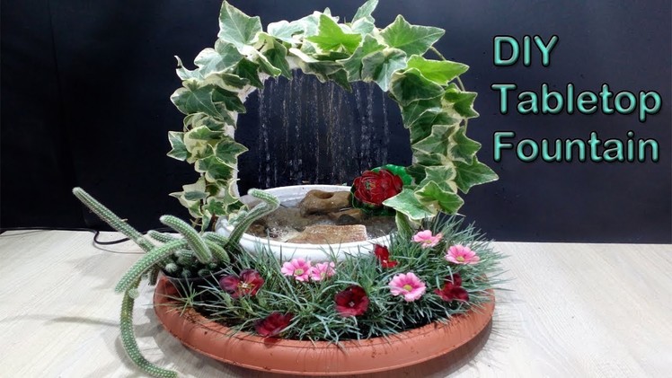 How to make tabletop Waterfall Fountain with mini garden