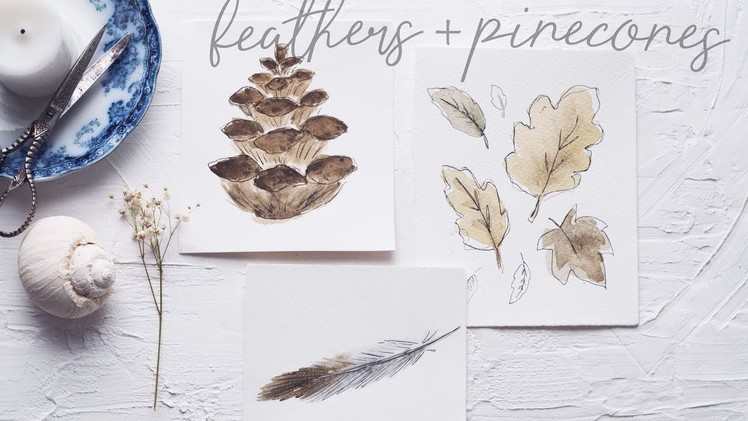 How to Paint Watercolor Feathers, Pinecones + More!