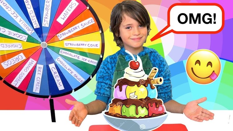 Mystery Wheel of GIANT Ice-cream Sundae ????EXTREME! YouTube Family Fun ????