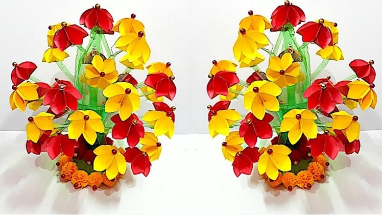 New Design Guldasta.flower vase from plastic bottle & paper flowers|Best out of waste|DIY Flower pot