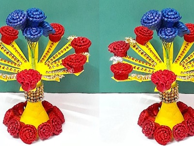 New Design Guldasta.flower vase from plastic bottle & glitter sheet at home|DIY Foam Flower Guldasta