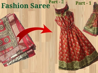 Old saree convert in to Beautiful and simple design dress. Part - 2. by simple cutting