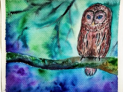 Ideas Owl In A Forest Watercolor Illustration Painting Ideas For Beginners Owl In A Forest