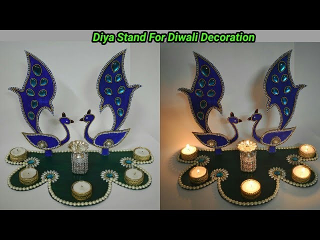 Peacock Diya Stand for Diwali | Handmade Peacock Lamp Stand Using waste Cardboard | artmypassion