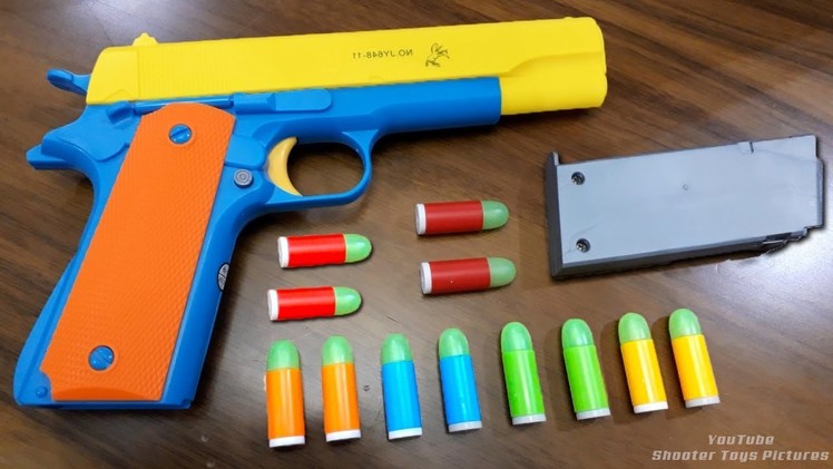 Realistic Toy Gun Size 1:1 Scale .45 ACP COLT - Smith Wesson Model Toy - Rubber Bullet Toy Pistol