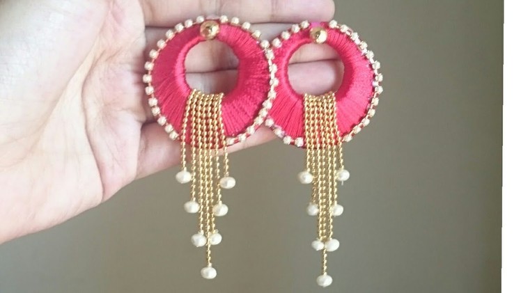 Silk thread earrings.chandbali