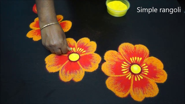 Simple Kolam art designs Withoutdots(New) | Ayudha Puja.Diwali Flower Rangoli using Freehand