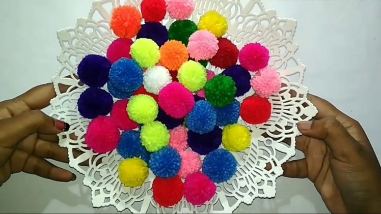 Two easy ways of making perfect pom pom at home without any pom pom making tool (in English)