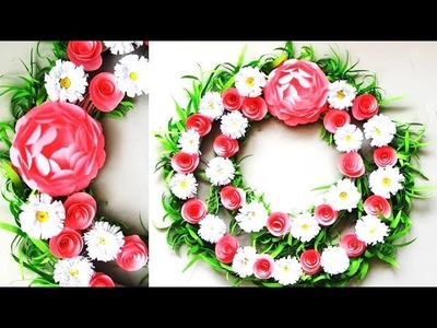 Wall Decoration Ideas | Beautiful Wall Hanging Making at Home | Paper Flower Wall Hanging ш9