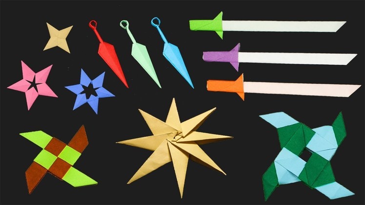08 Easy #Origami Paper Ninja Star.Sword.Knife - How to Make Step by Step