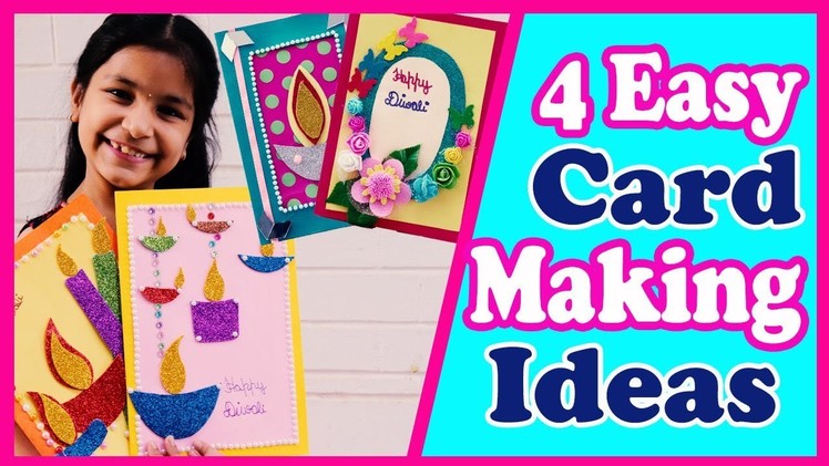 4 Easy Handmade Greeting Cards for Diwali????, How to make Cards (Diy) 2018 for kids