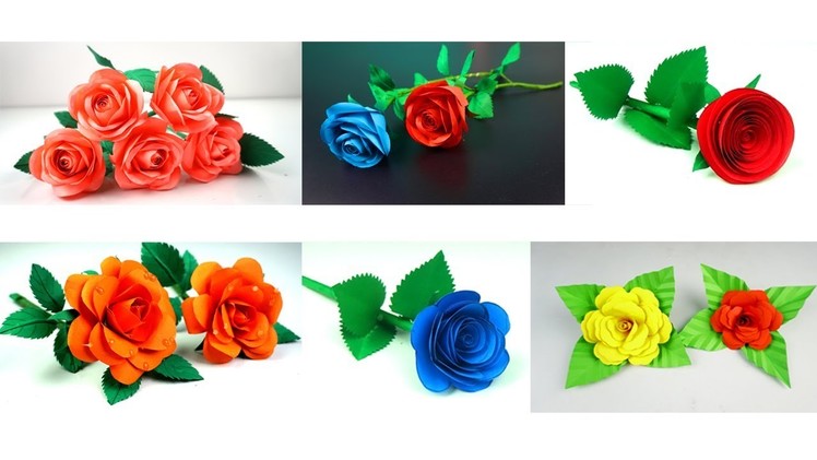6 Easy and Beatiful Rose Paper Flowers - Flower Making - Handmade  Crafts