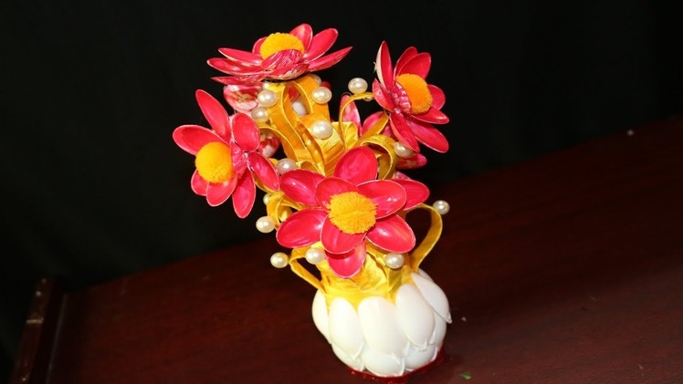 AMAZING DESIGN SPOON GULDASTA || WASTE PLASTIC BOTTLE GULDASTA | NEW DESIGN GULDASTA - DIY Flowers