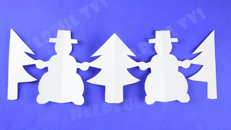Christmas Decoration ✳ Snowmen with Christmas Trees ✳DIY paper garland (New Year)