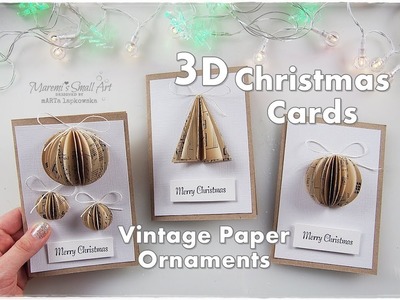 DIY 3D Christmas Cards with Vintage Paper Ornaments ♡ Maremi's Small Art ♡