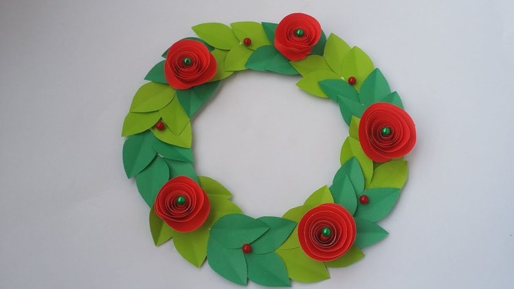 DIY : Flower Wreath!!! How to Make Beautiful Paper Flower Wreath for Christmas Decoration!!!