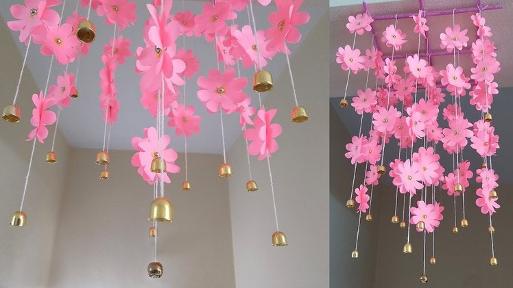 DIY Hanging Paper Flowers. Simple Home Decor. Handmade Paper Flower Hanging