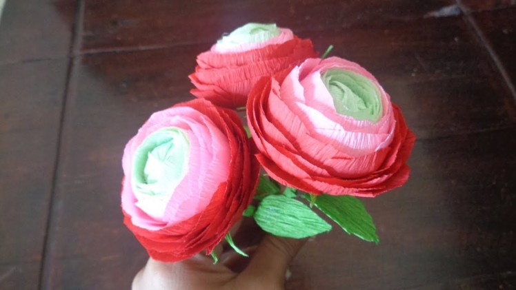 DIY | how to make rose paper from crepe paper | cara membuat bunga dari kertas krep