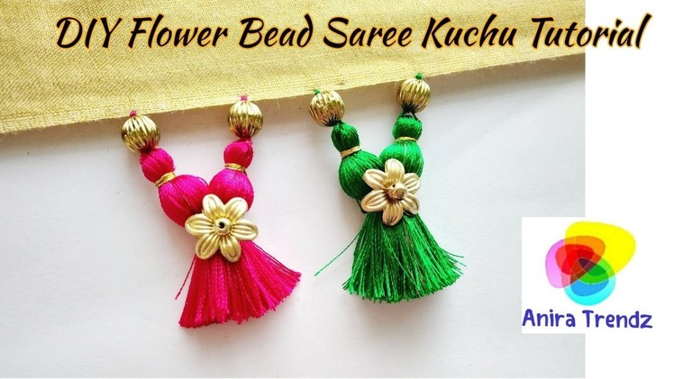 DIY Latest Flower Bead Double Joined Saree Kuchu Tutorial - Unique Saree Kuchu Tassel Tutorial