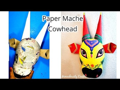 DIY Paper mache Cowhead | unique wall decor idea