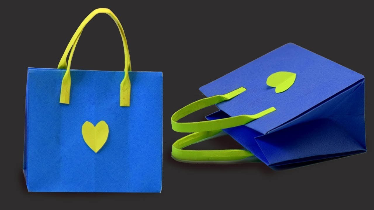 Easy Origami Handmade Mini Paper Bags, DIY Paper Crafts, Origami Kids Bag