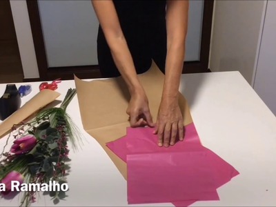 Gift Wrap Fresh Flowers into a kraft and tissue paper cone