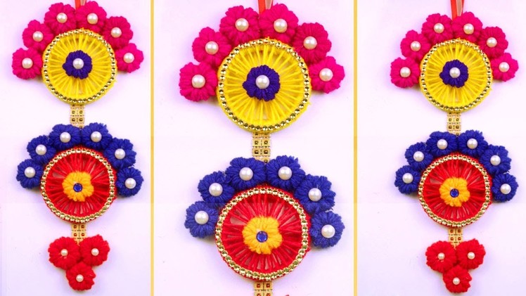 How to make a wall hanging wonderful design at home easy. Best out of waste bangles and wool craft
