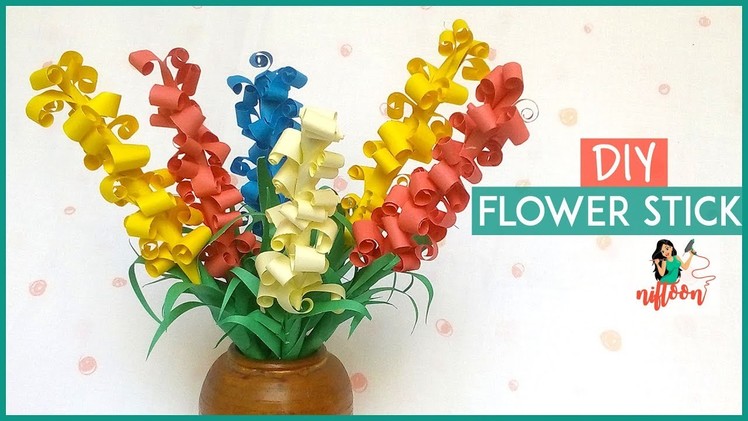 How to Make Beautiful Paper Stick Flower |  Easy Origami Flowers for Beginners Making | Flower Stick