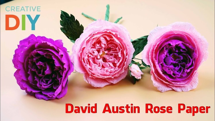 How To Make David Austin Rose Paper Easy With Crepe Paper | Creative DIY