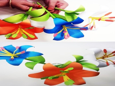 How to make eye-catching lily paper flower | Diy lily paper flower ideas |  flower craft for kids
