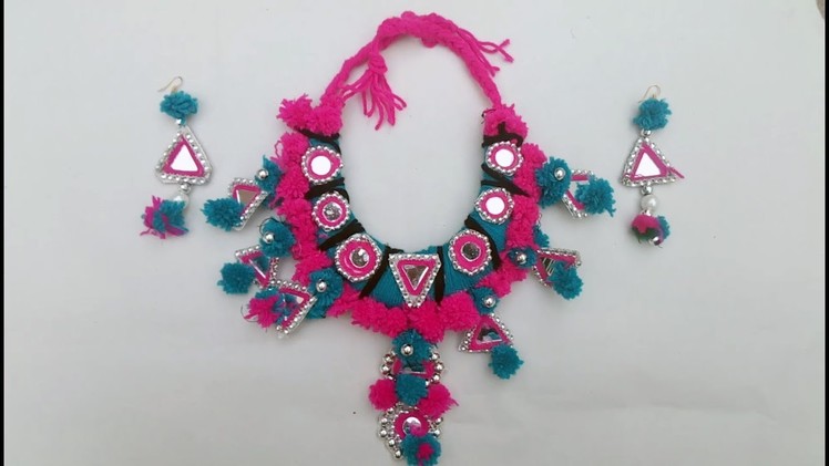 Navratri Jewellery Handmade || Navratri Woolen Necklace  || Diy Necklace for Navratri