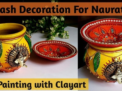 #navratrighat #potdecoration Diy Kalash. Pot decoration ideas for Navratri.Diwali ,  Diy Garba Pot