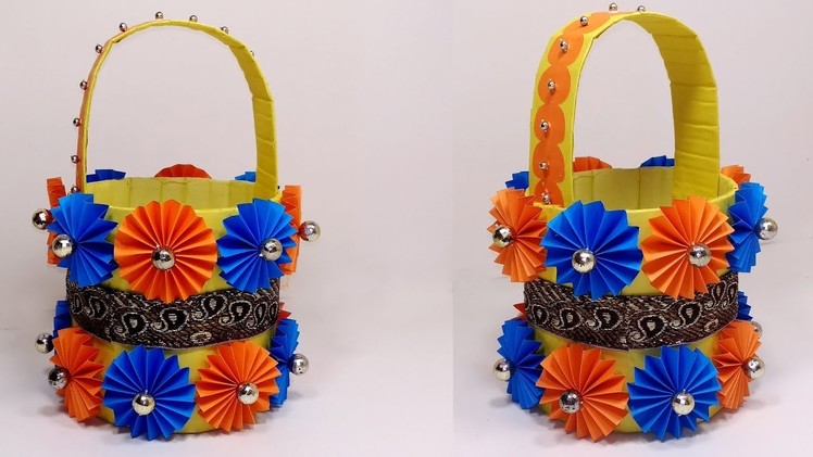 Paper Basket: Beautiful Basket Making Idea with Lace | DIY Basket | Jarine's Crafty Creation