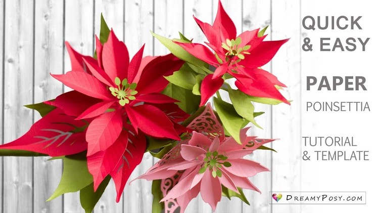 Paper Poinsettia tutorial and template
