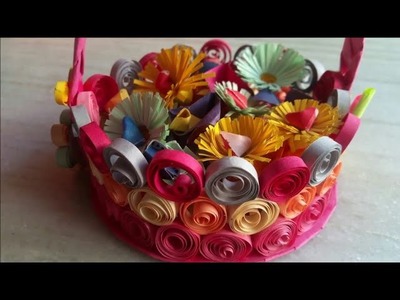 Quilling Basket | Paper Basket | Quilling flower Basket | Homedecoration Ideas | Quilling Art | DIY